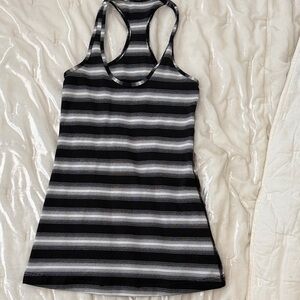 Striped Racerback Tank Top - Black & Gray